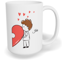 Hrnek klasický velký s vlastním potiskem - Postavičky s puzzle kluk - párový