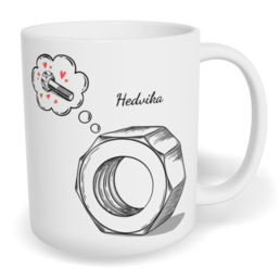 Hrnek klasický malý s vlastním potiskem - Matka a šroubek holka - párový