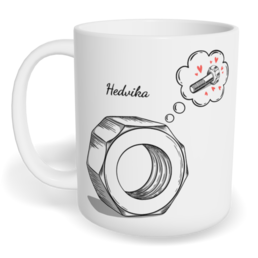 Hrnek klasický malý s vlastním potiskem - Matka a šroubek holka - párový