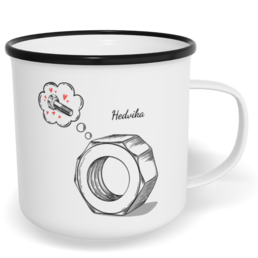 Hrnek plecháček s potiskem na míru - Matka a šroubek holka - párový