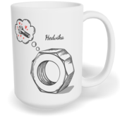 Hrnek klasický velký s vlastním potiskem - Matka a šroubek holka - párový