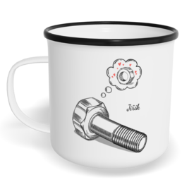 Hrnek plecháček s potiskem na míru - Matka a šroubek kluk - párový