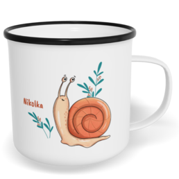 Hrnek plecháček s potiskem na míru - Hlemýžď