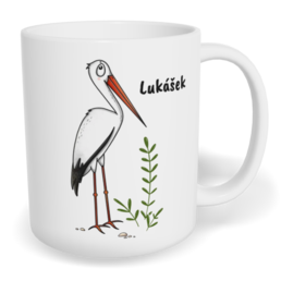 Hrnek klasický malý s vlastním potiskem - Čáp