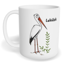 Hrnek klasický malý s vlastním potiskem - Čáp