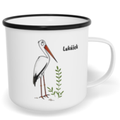 Hrnek plecháček s potiskem na míru - Čáp