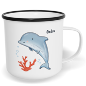 Hrnek plecháček s potiskem na míru - Delfín