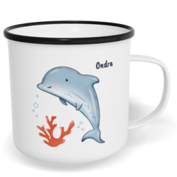 Hrnek plecháček s potiskem na míru - Delfín