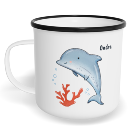 Hrnek plecháček s potiskem na míru - Delfín