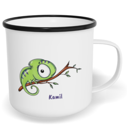 Hrnek plecháček s potiskem na míru - Chameleon