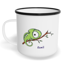 Hrnek plecháček s potiskem na míru - Chameleon