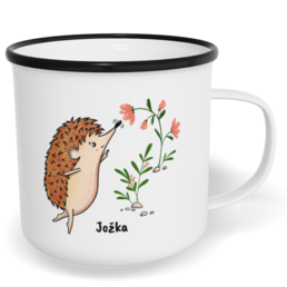 Hrnek plecháček s potiskem na míru - Ježek