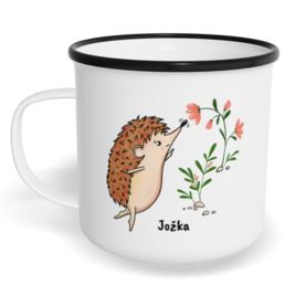 Hrnek plecháček s potiskem na míru - Ježek