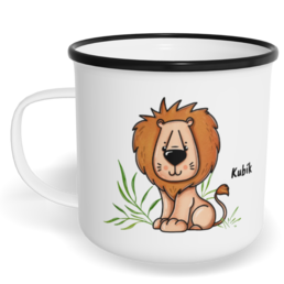Hrnek plecháček s potiskem na míru - Lev