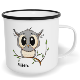 Hrnek plecháček s potiskem na míru - Sova