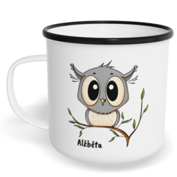 Hrnek plecháček s potiskem na míru - Sova