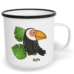 Hrnek plecháček s potiskem na míru - Tukan