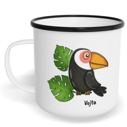 Hrnek plecháček s potiskem na míru - Tukan