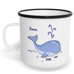 Hrnek plecháček s potiskem na míru - Velryba