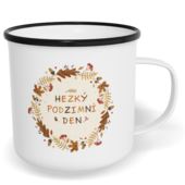 Hrnek plecháček s potiskem na míru - Hezký podzimní den