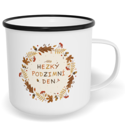 Hrnek plecháček s potiskem na míru - Hezký podzimní den