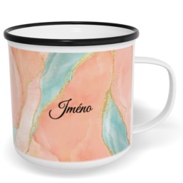 Hrnek plecháček s potiskem na míru - Watercolor růžová