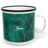 Hrnek plecháček s potiskem na míru - Watercolor zelená