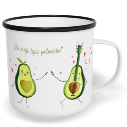 Hrnek plecháček s potiskem na míru - Lepší polovička