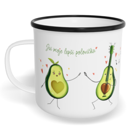 Hrnek plecháček s potiskem na míru - Lepší polovička