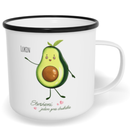 Hrnek plecháček s potiskem na míru - Avokádo kluk - párový