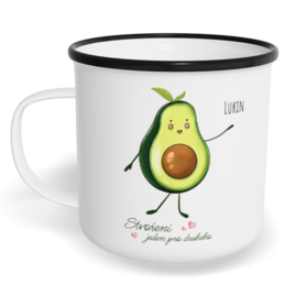 Hrnek plecháček s potiskem na míru - Avokádo kluk - párový