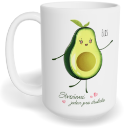 Hrnek klasický velký s vlastním potiskem - Avokádo holka - párový