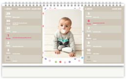 Stolní fotokalendář s vlastními jmény - Bodky neutral