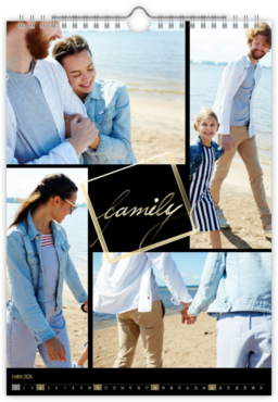 Fotokalendář nástěnný na výšku - Dark & Gold