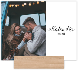 Fotokalendar v drevenom stojančeku - Biely na šírku