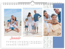 Fotokalendár nástenný mesačný na šírku - Pattern blue