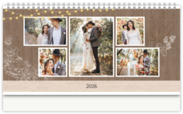 Stolní fotokalendář s vlastními jmény - Svatba dřevo