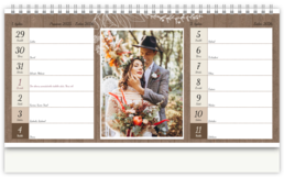 Stolní fotokalendář s vlastními jmény - Svatba dřevo