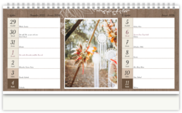 Stolní fotokalendář s vlastními jmény - Svatba drevo