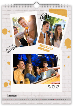 Fotokalendar nástenný mesačný na výšku z fotiek - Instax street