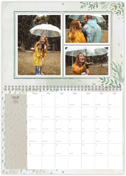 Nástenný plánovací fotokalendar - Zelené listy