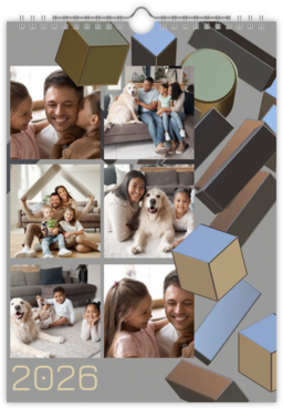 Fotokalendar nástenný mesačný na výšku z fotiek - 3D Metalický