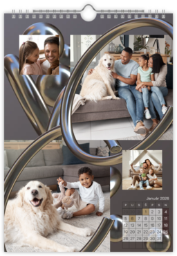 Fotokalendar nástenný mesačný na výšku z fotiek - 3D Metalický
