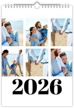 Fotokalendar nástenný mesačný na výšku z fotiek - Typography