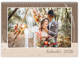 Nástěnný plánovací fotokalendář - Svatba dřevo 