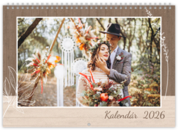 Nástenný plánovací fotokalendar - Svadba drevo
