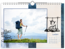 Fotokalendár nástenný mesačný na šírku - Camping B&W