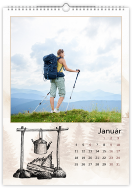 Fotokalendar nástenný mesačný na výšku z fotiek - Camping B&W 