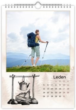 Fotokalendar nástenný mesačný na výšku z fotiek - Camping B&W 
