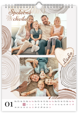 Fotokalendář nástěnný na výšku - Wood ring 